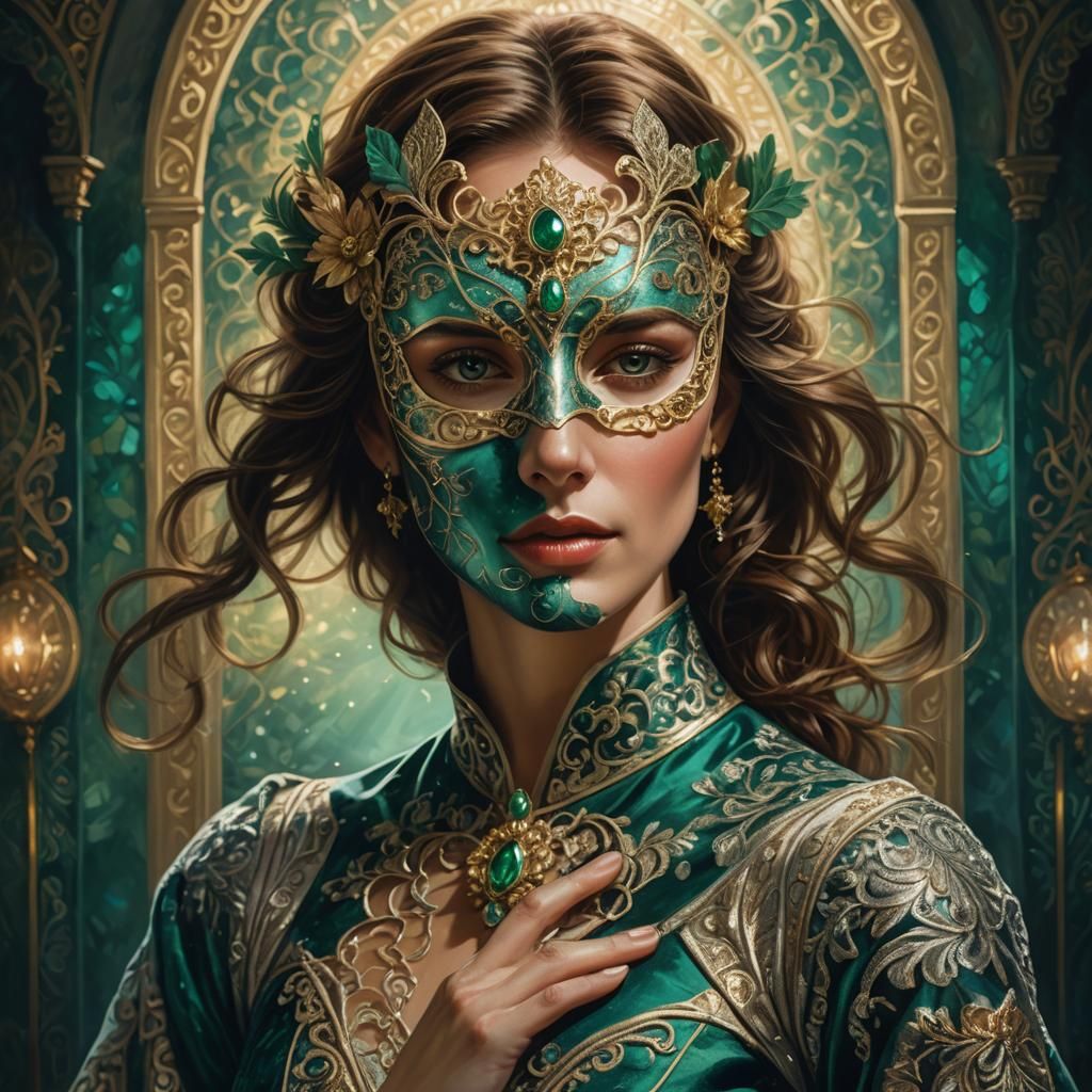 Baroque Fantasy Portrait of Masked Woman