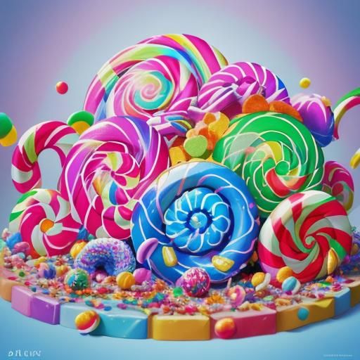Whimsical Candyland Art in Hyperrealistic Style