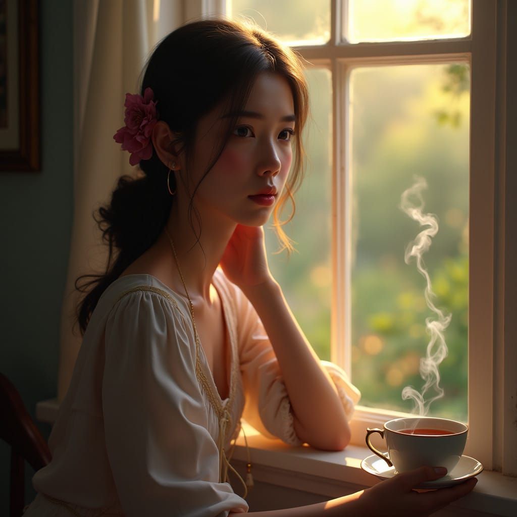 Ethereal Portrait of a Contemplative Woman