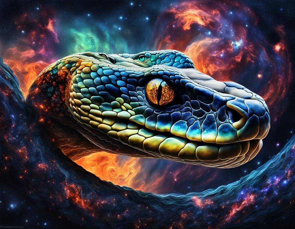 Cosmic Snake with Bulging Eyes in Fantasy Style
