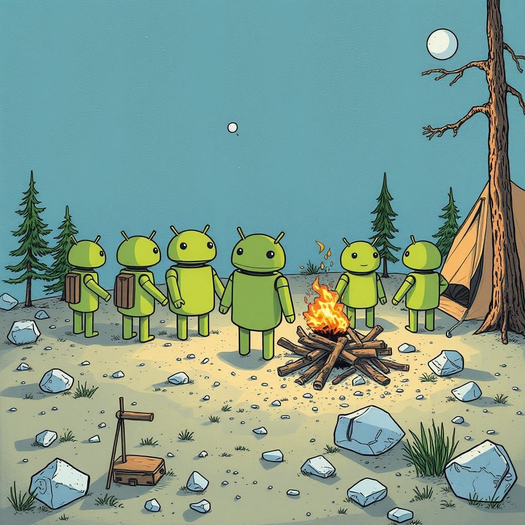 Androids at a Silicon Valley Campsite
