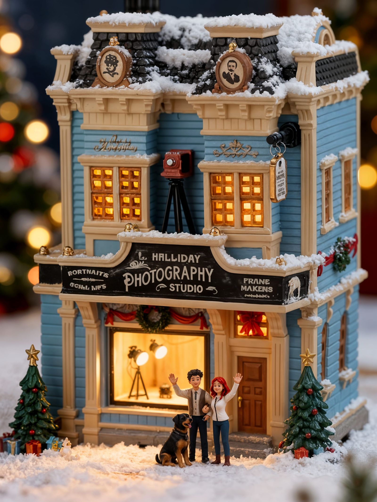 Miniature Christmas House Studio with Figurines