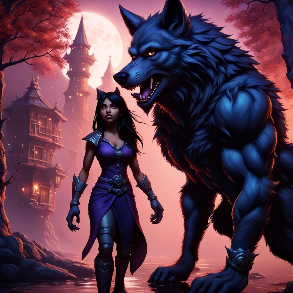 Werewolf Couple in Detailed Fantasy Art