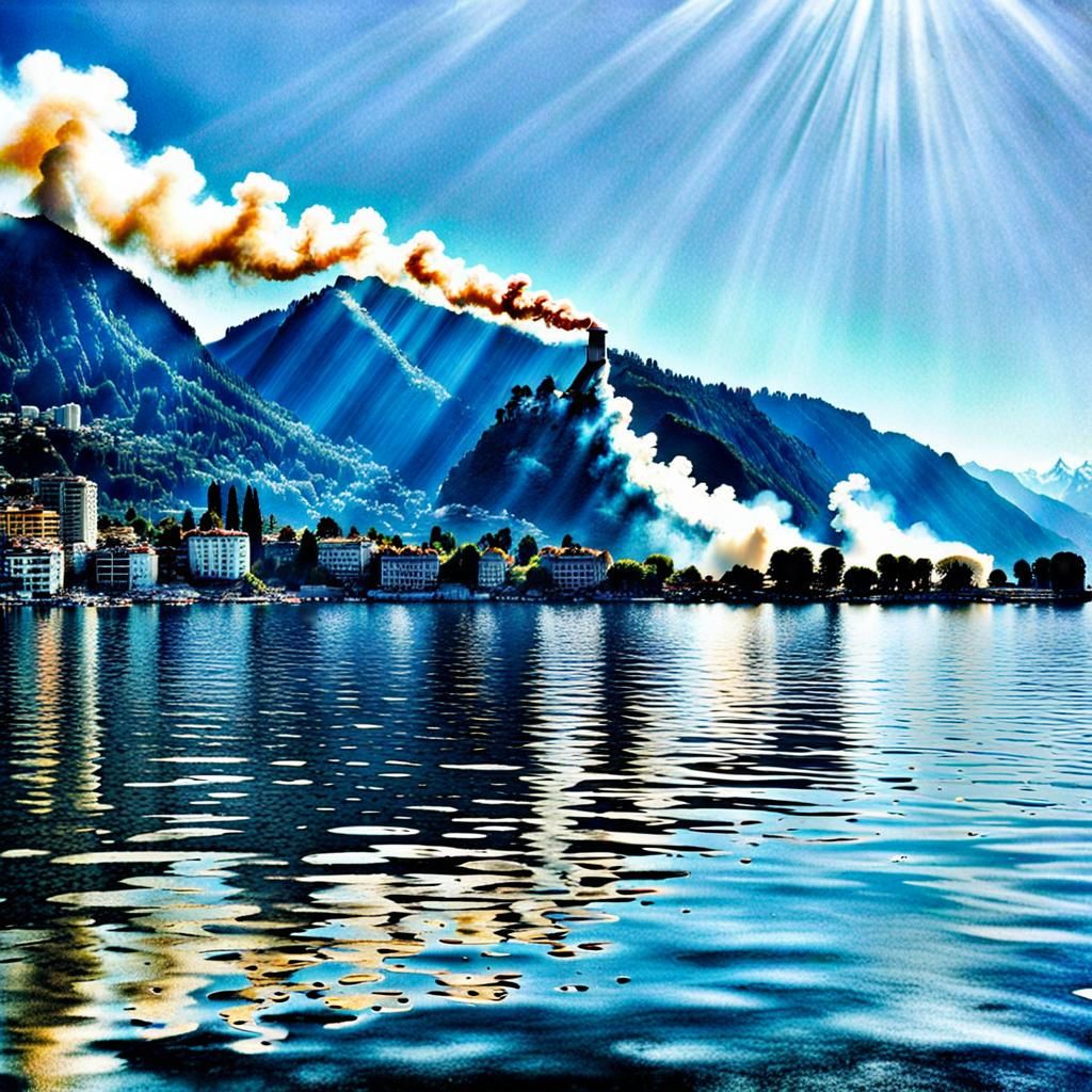 Montreux Casino Fire on Lake Geneva