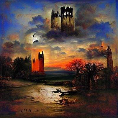 Eerie Gothic Scene with Shadowy Architecture