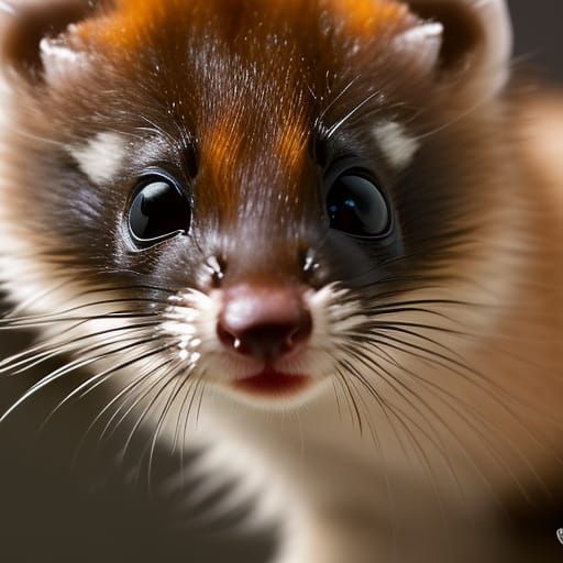 Detailed Portrait of a Baby Marten Weasel