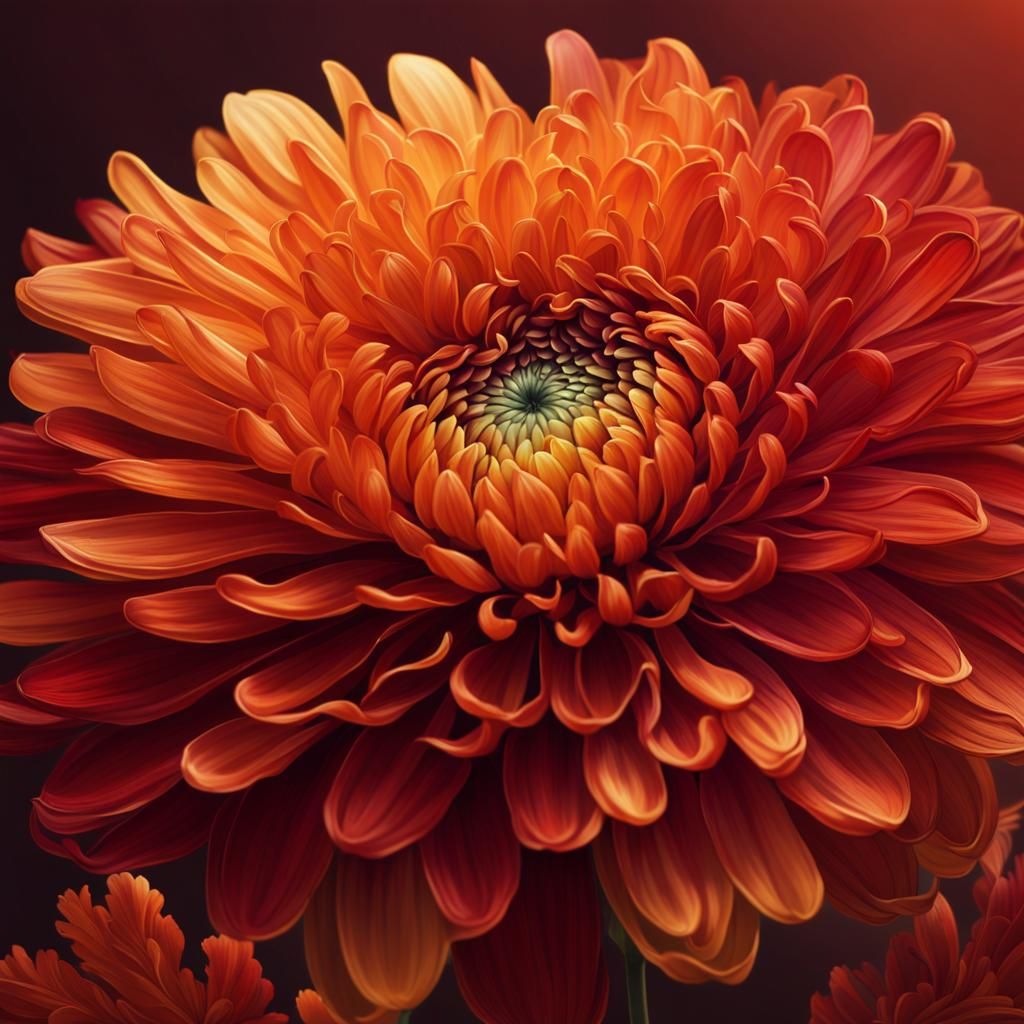 Autumn Chrysanthemum: Hyperrealistic Floral Concept Art