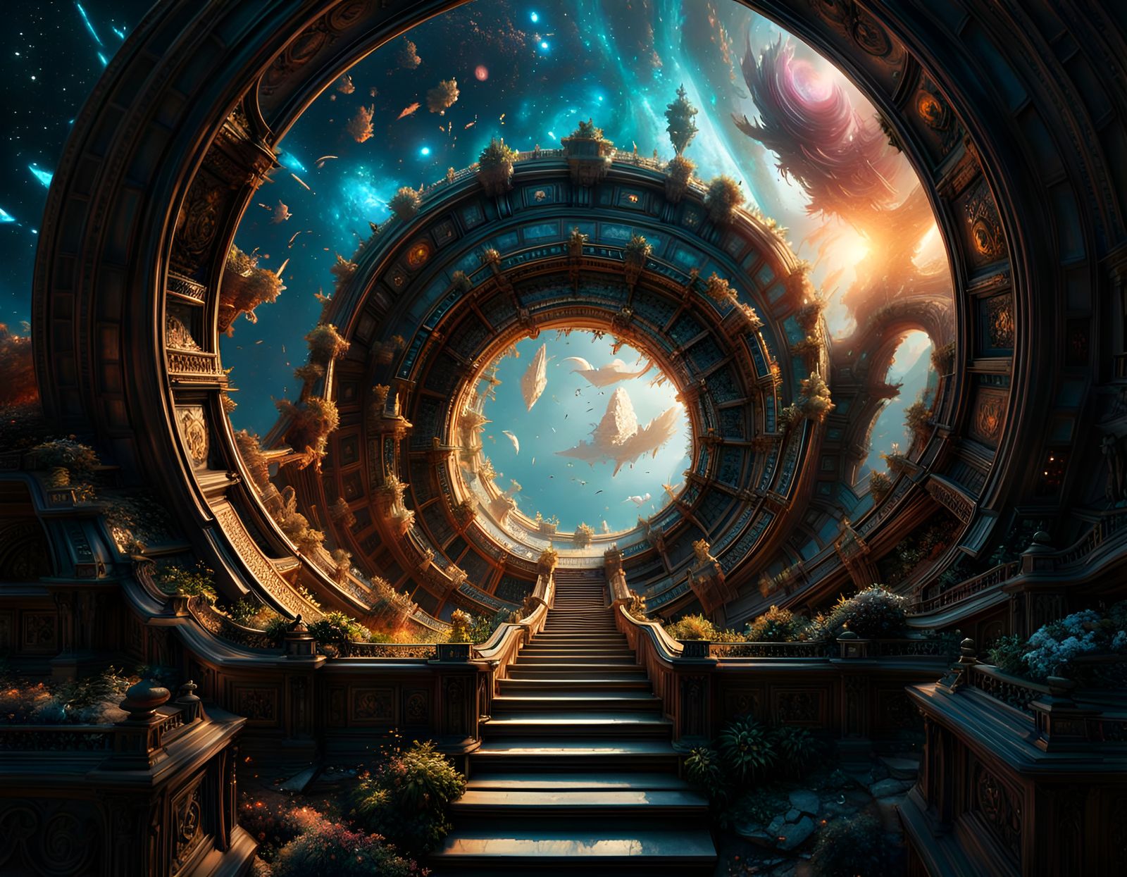 Galactic Portal Path: Hyperrealistic Digital Art