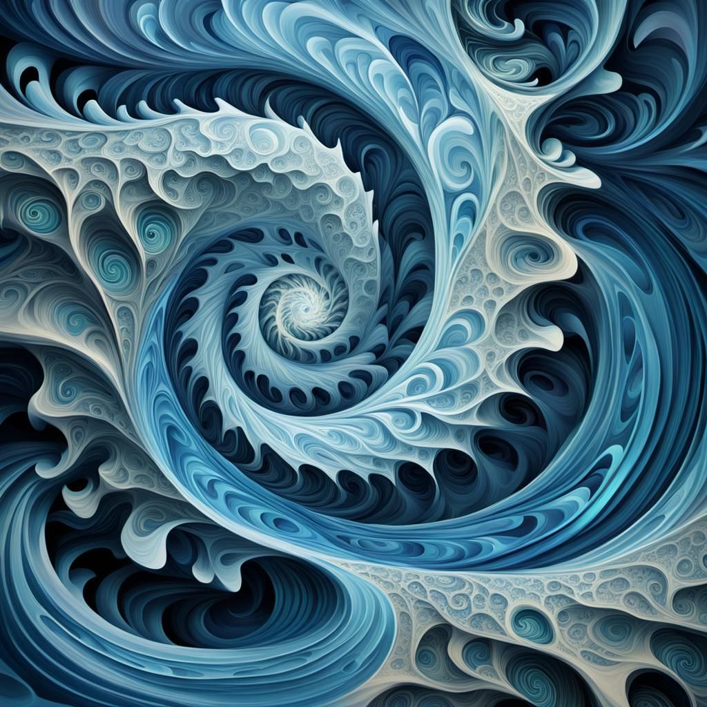 Figure in Dreamlike Fractal Landscape
