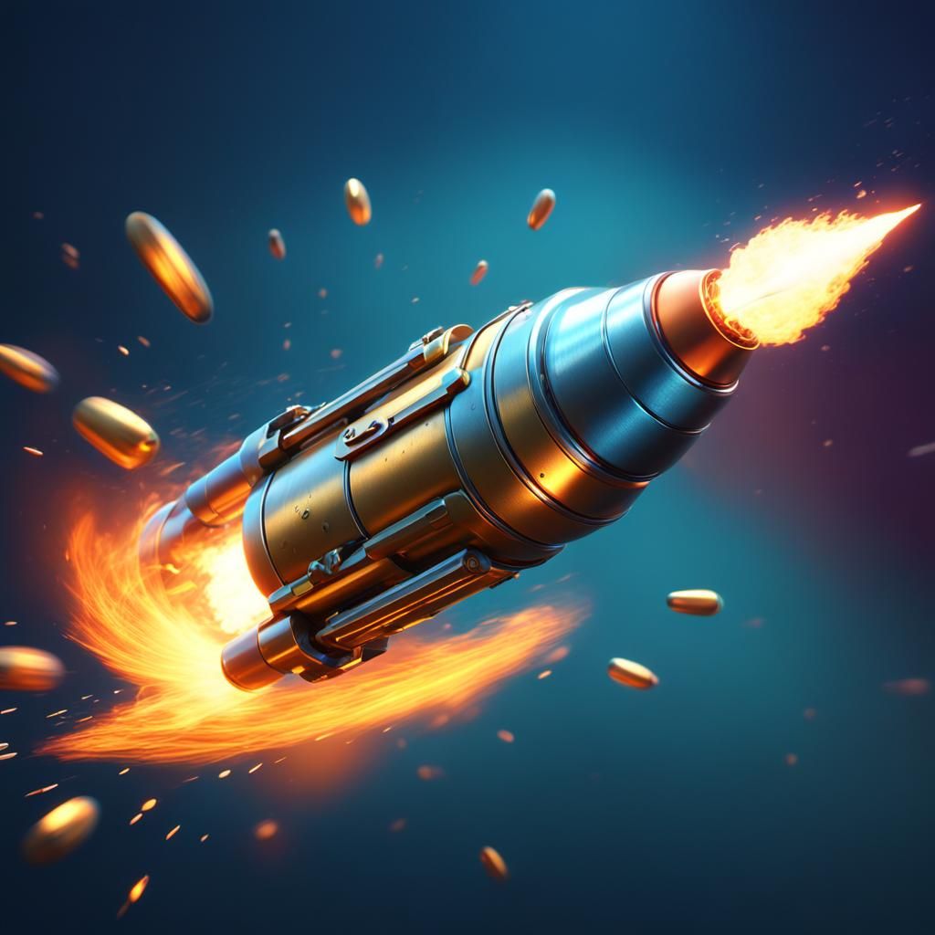 Fiery Bullet in Flight: 3D Digital Art