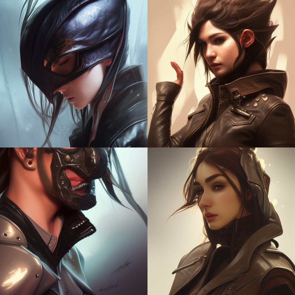 Cyberpunk Elf in Leather Jacket Portrait