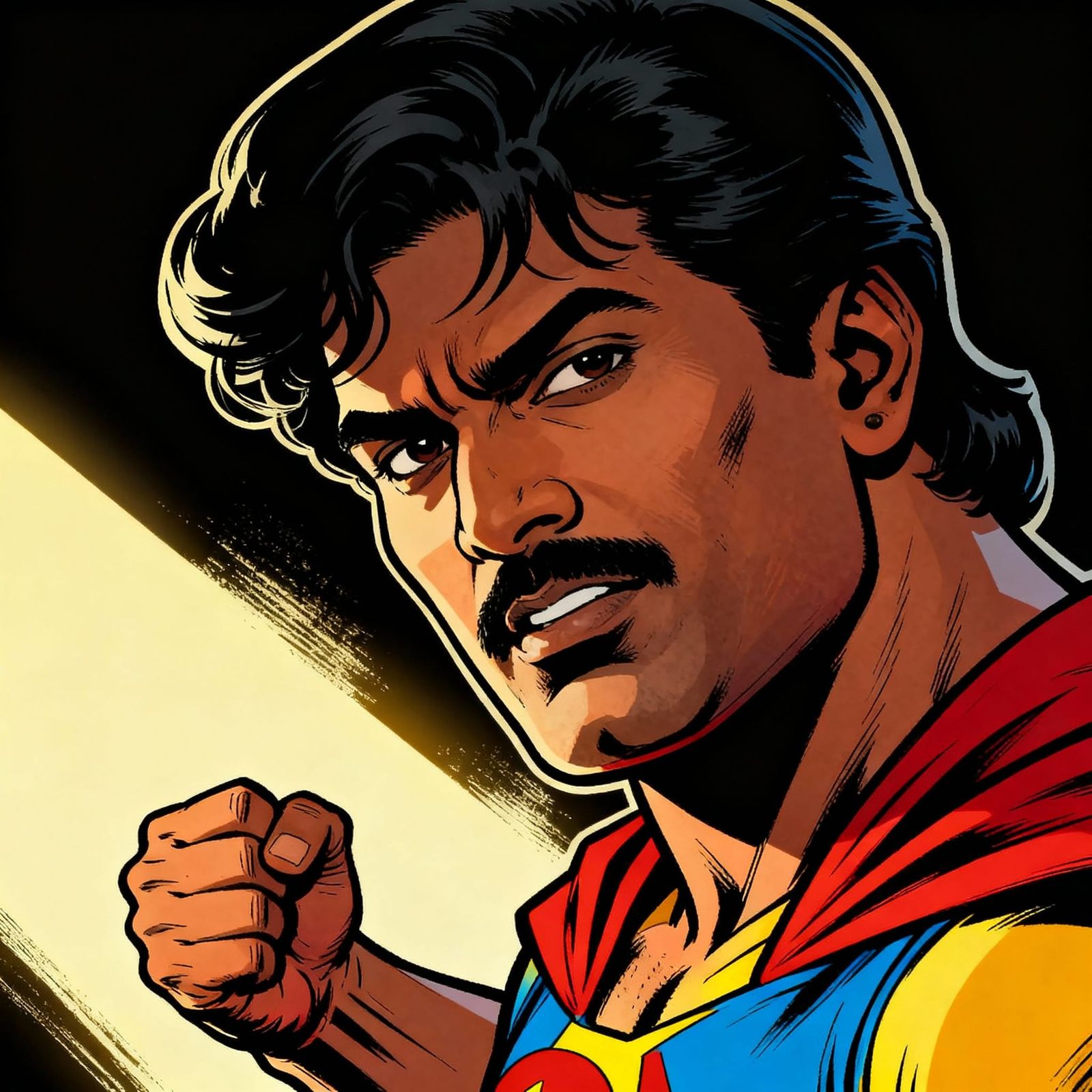 South Asian Man in Bold Comic Book Style