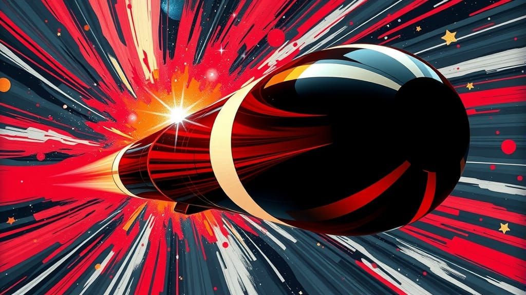 Sleek Starship Accelerates Through Interstellar Vortex in Ir...