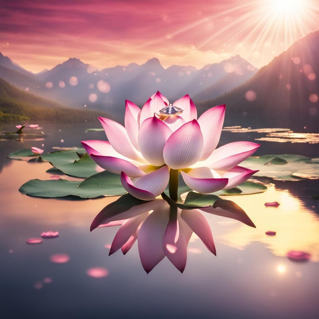 Lotus Flower with Diamonds and Dove