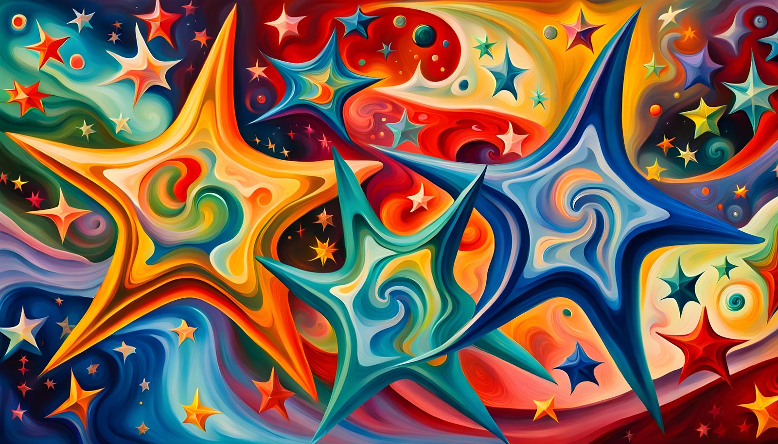 Swirling Celestial Stars in Impasto Style