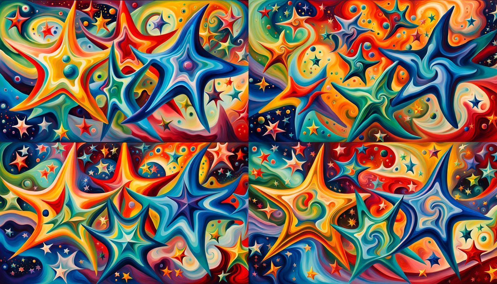 Swirling Celestial Star Cluster in Impasto Oil Style