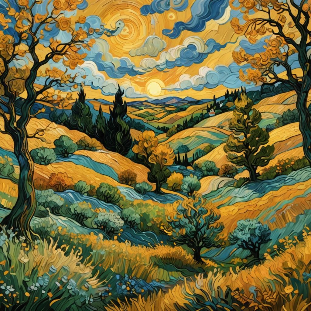 Calvin and Hobbes in Impasto Art Style