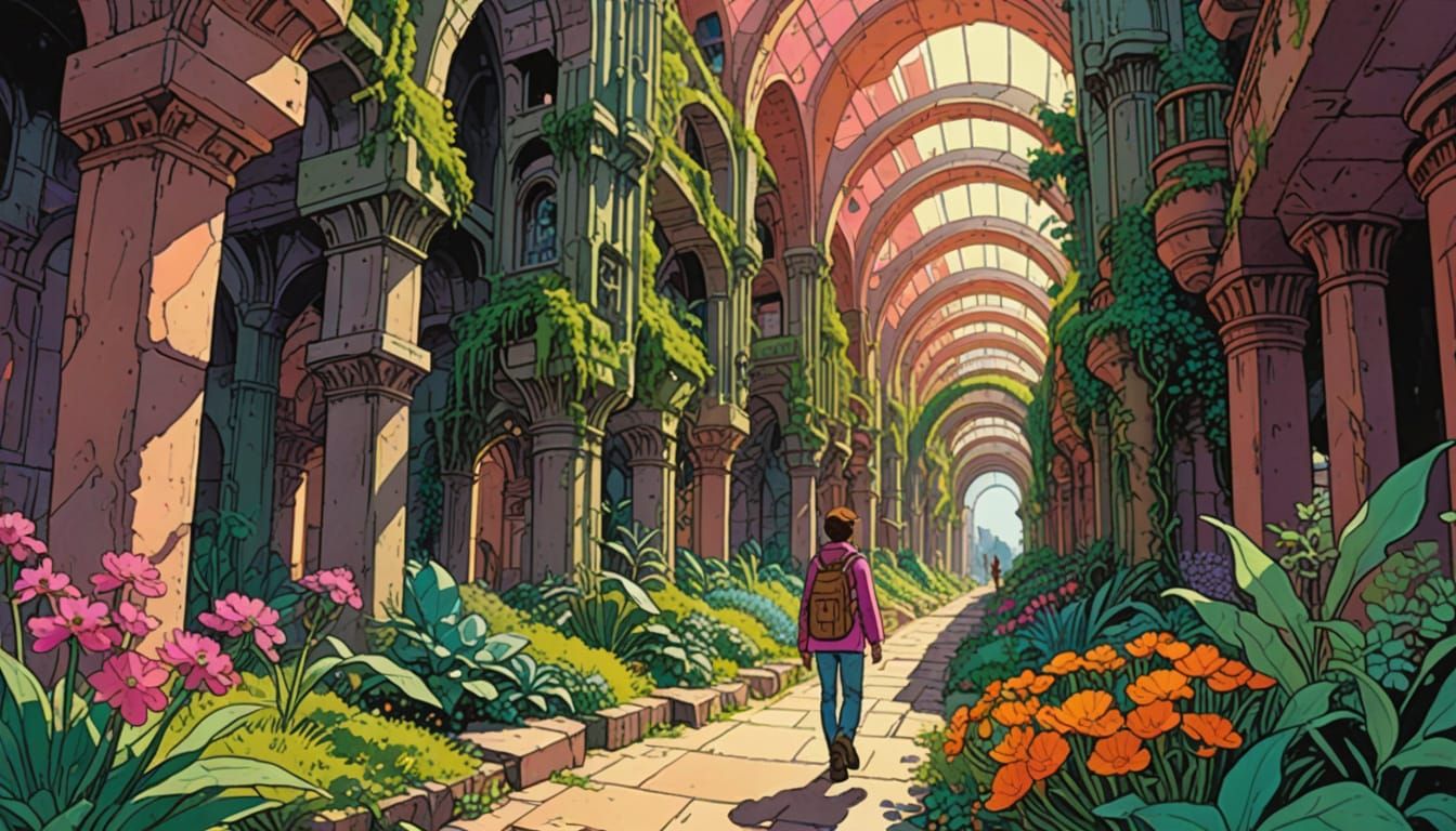 Underground City Walker in Comic Book Style