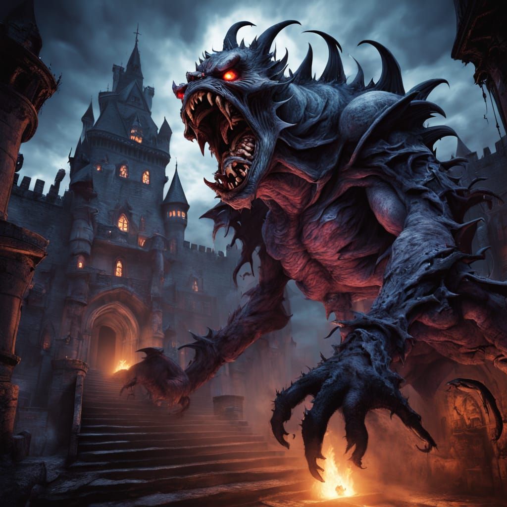 Cyberpunk-Inspired Zombie Apocalypse in Haunted Castle