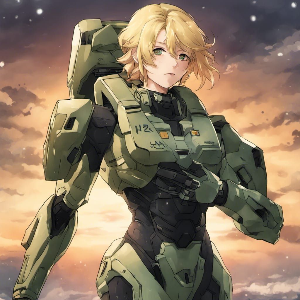 Anime Style Blonde Character in Mech Suit