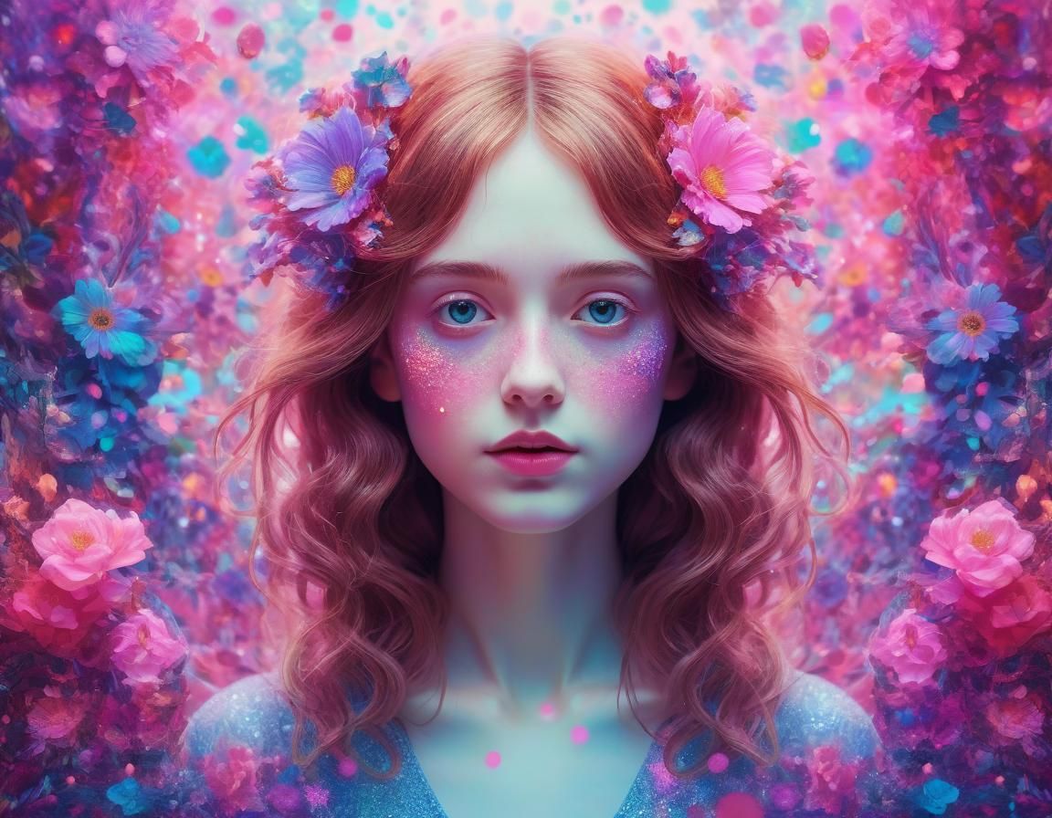 Ethereal Floral Arrangement in Pop Art Style