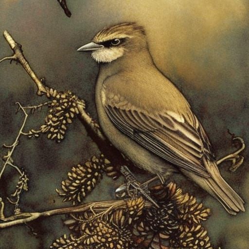 Enchanted Bird Illustration in Fairy-Tale Style