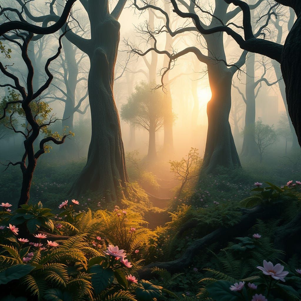 Mystical Springtime Landscape in Dreamlike Splendor