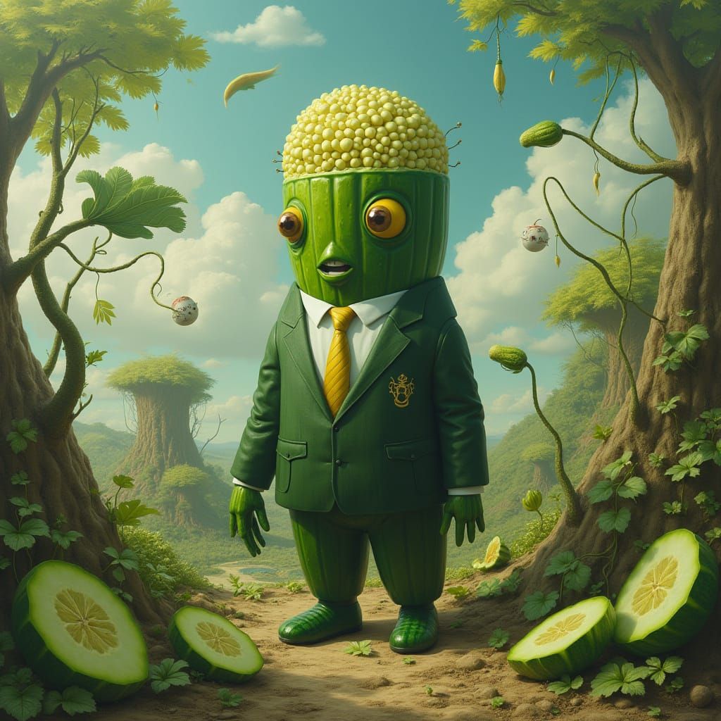 Surreal Cucumber Executive Unveils Biomechanical Mind in Dre...