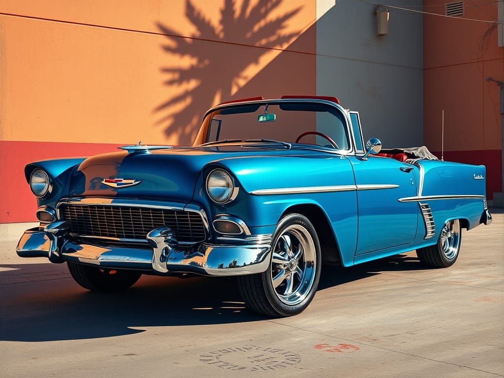 1950s Chevrolet Convertible in Hyperrealistic Impasto Style