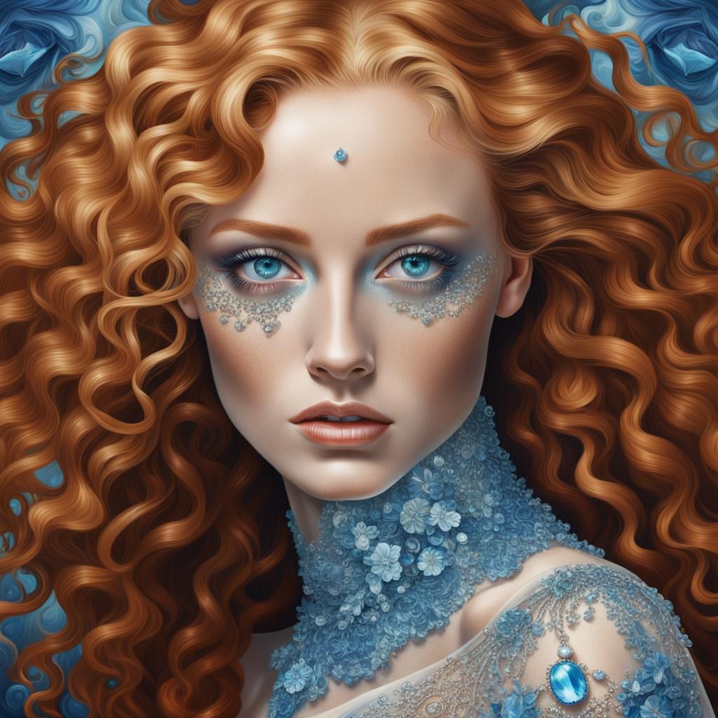 Beautiful Woman with Kaleidoscope Eyes in Close-Up