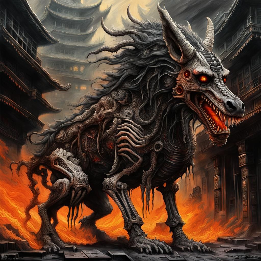 Ferocious Necromorph in Cyberpunk Horror Setting