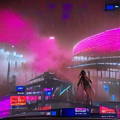 Eurovision Winner in Cyberpunk 2099 Neon Style