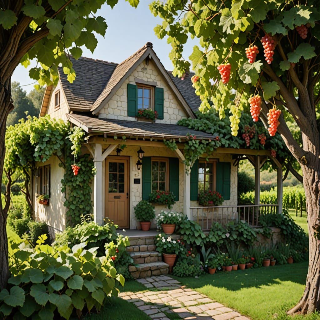 Charming Vineyard Cottage Amidst Lush Verdure