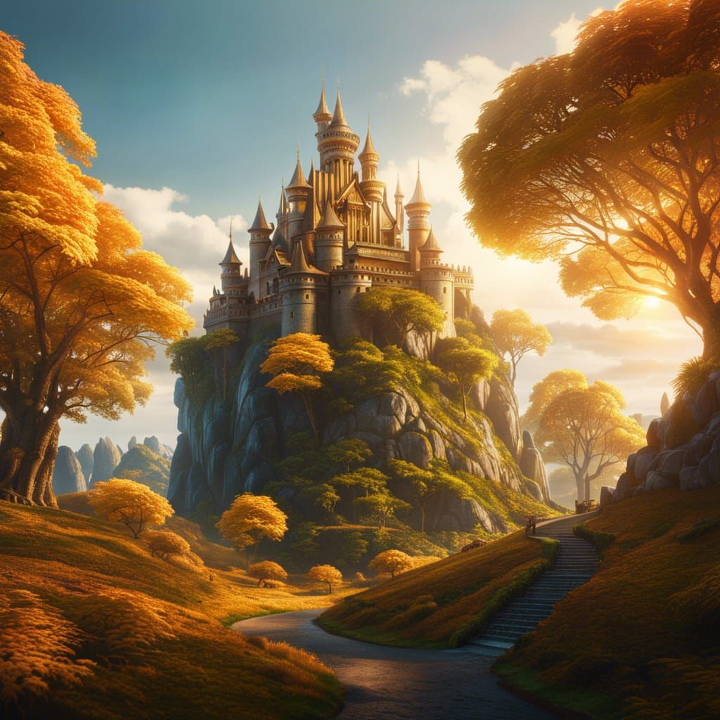 Magical Fantasy Kingdom Landscape in Golden Ratio
