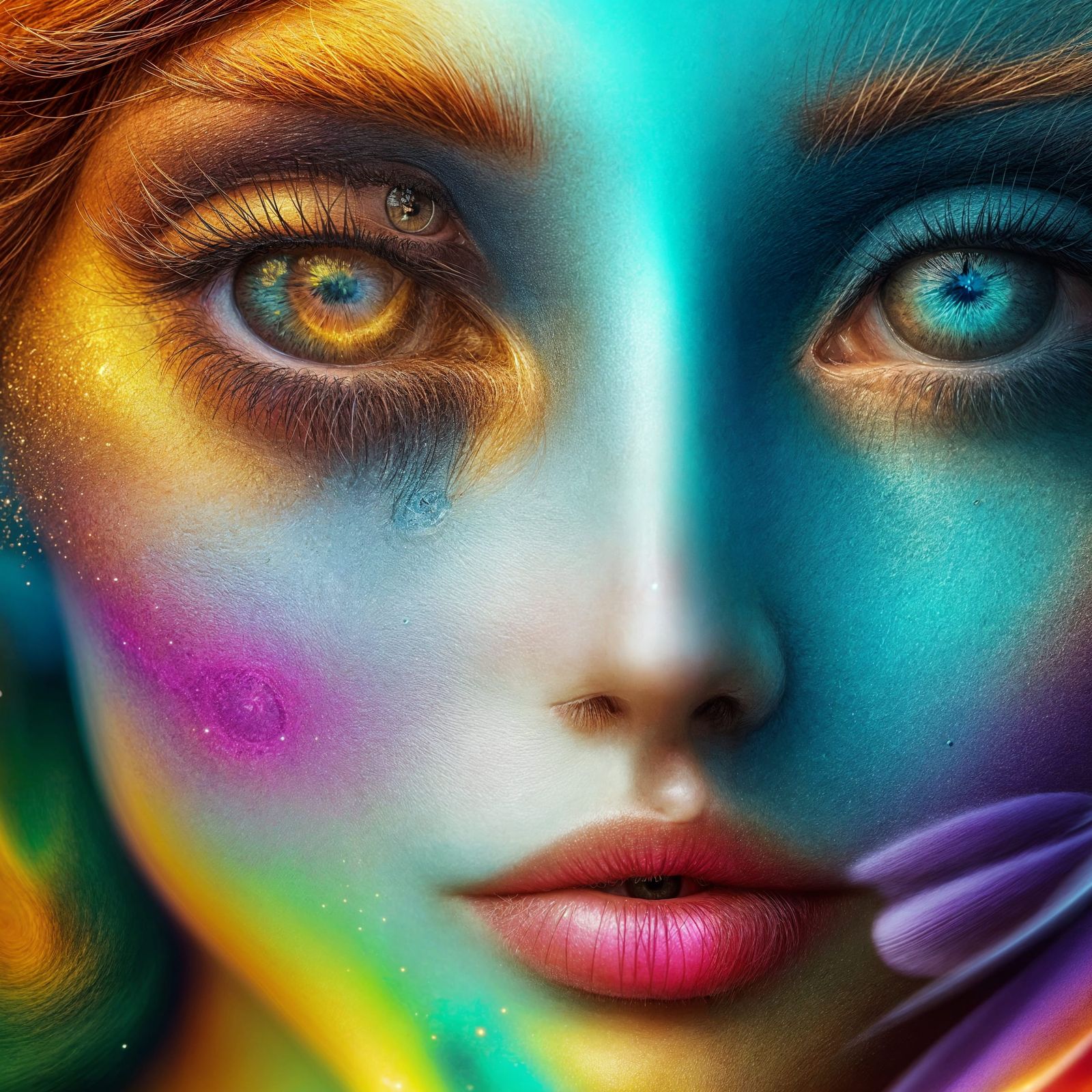 Woman's Eyes Reflecting a Landscape