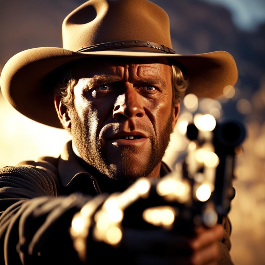 Steve McQueen Inspired Western Scene with Volumetric Lightin...