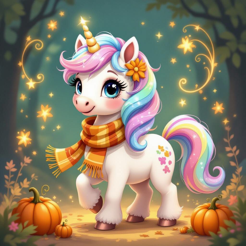 Pastel Unicorn in Fantasy Illustration Style