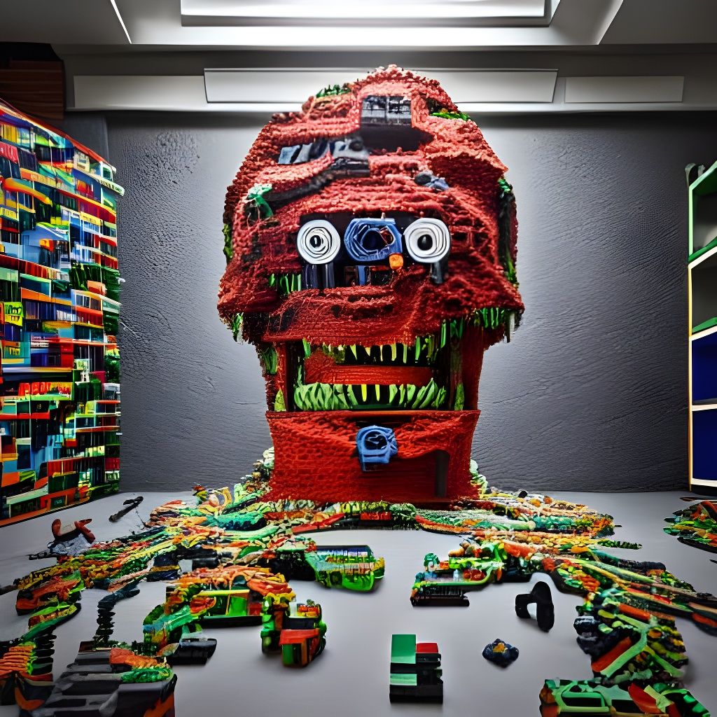 Infectious Crawling Lego Constructions: Spooky Digital Art