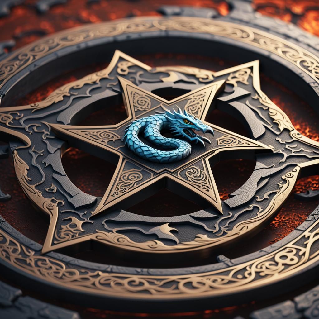Engraved Dragon Ninja Star in Detailed Matte Painting