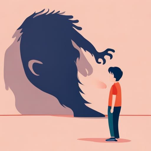 Boy Confronts Shadow Monster with Dramatic Lighting