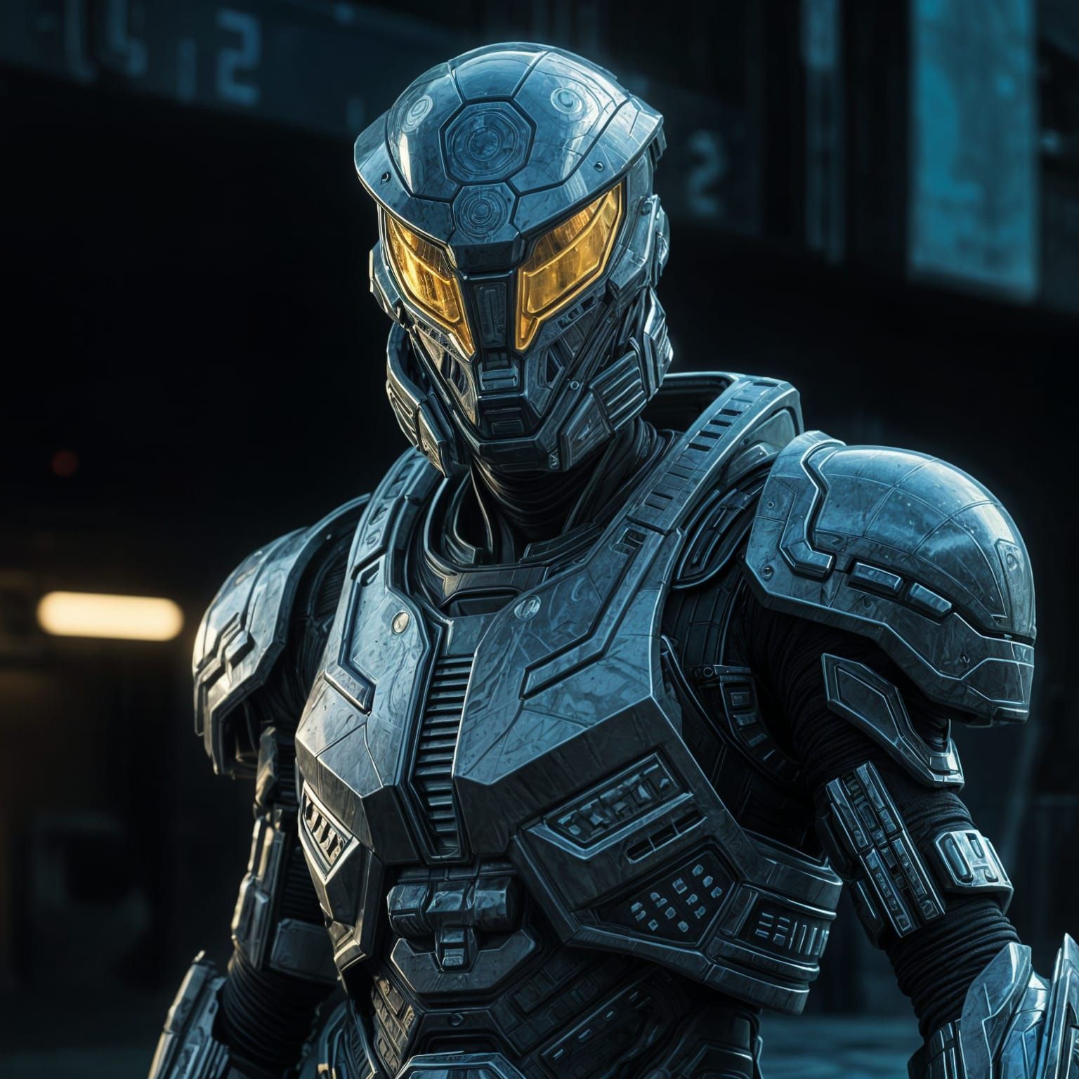 Cyberpunk Alien Soldier in Futuristic Armor