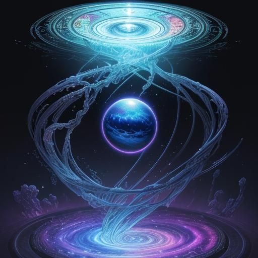 Magical Eyeball Surveys Cosmos in Holographic Illustration