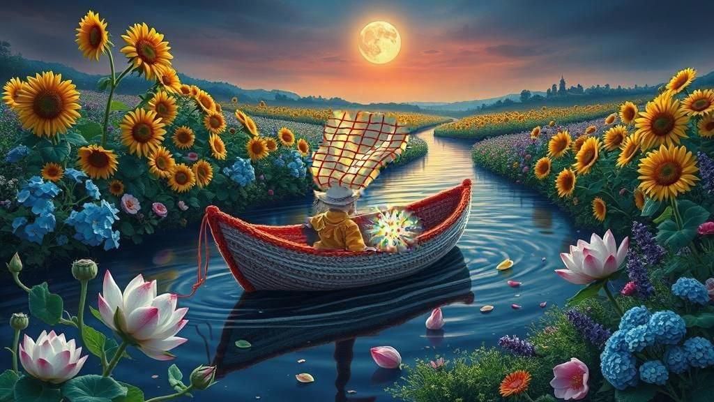 Dreamlike Meadow Landscape in Anime Style