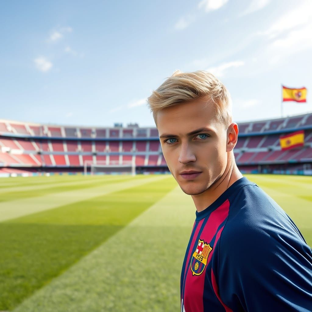 Barcelona Soccer Star Training Solo in Stadium