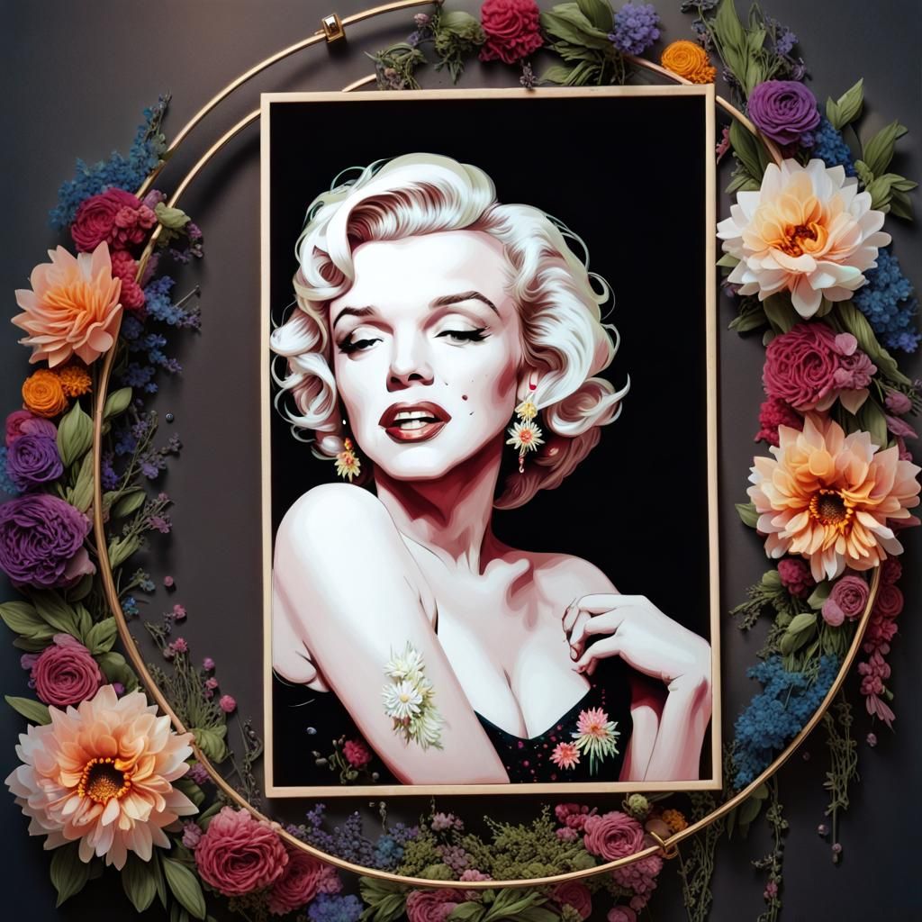 Boho Marilyn Monroe Portrait with Flowers
