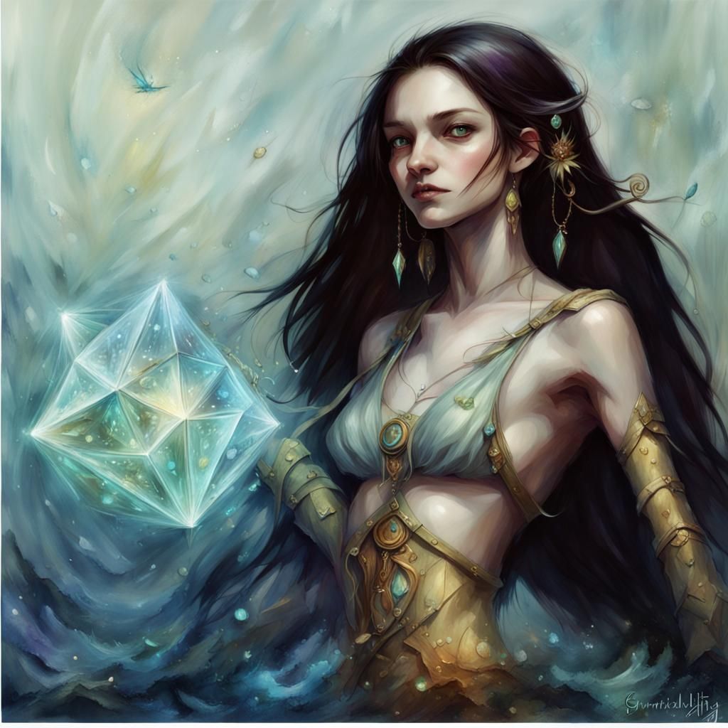 Glimmering Dewdrops in Dark Nature Digital Art