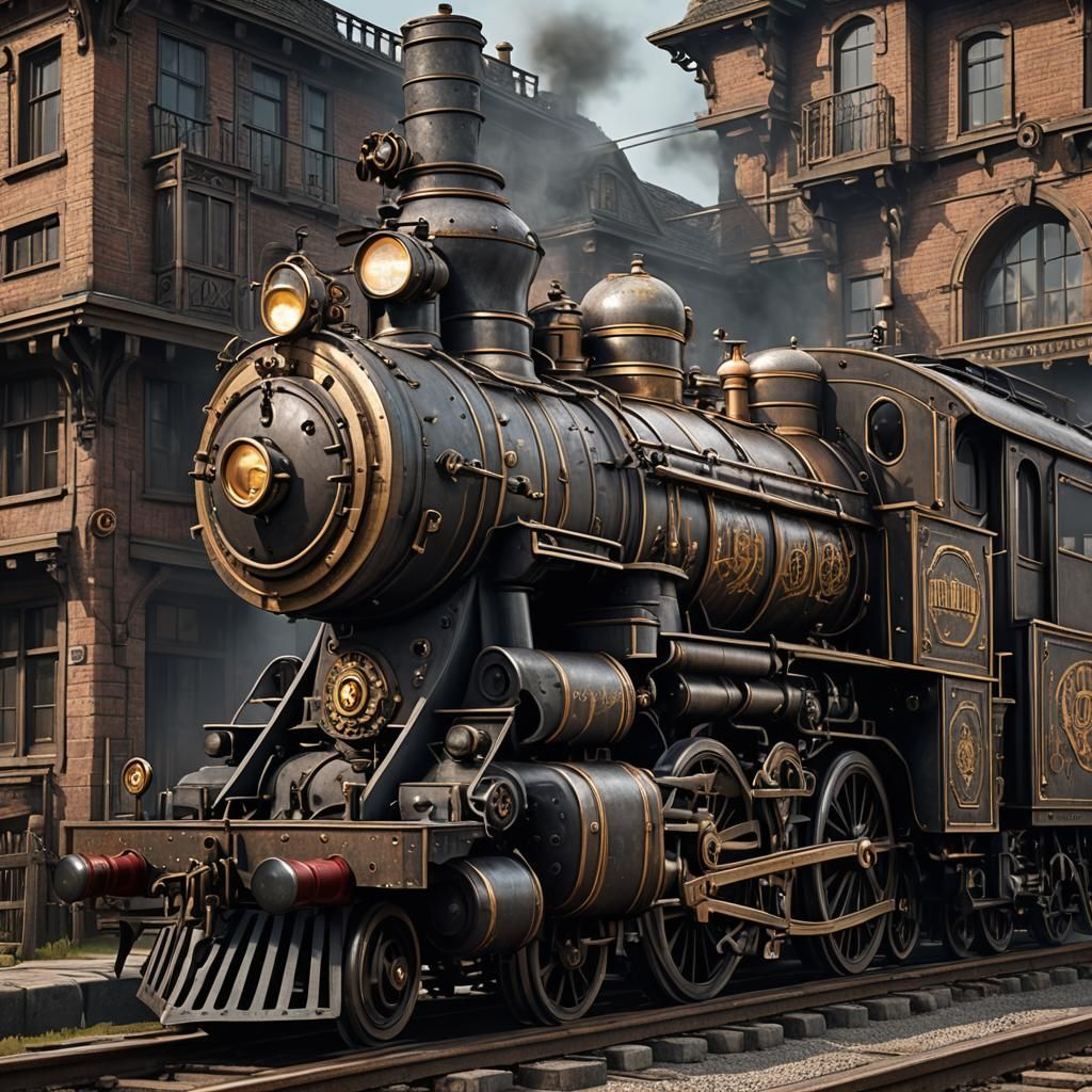 Steampunk Locomotive in a Tim Burton Style