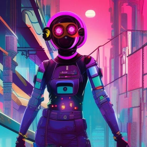 Cyberdelic Hacker in Dystopian Cyberpunk Art