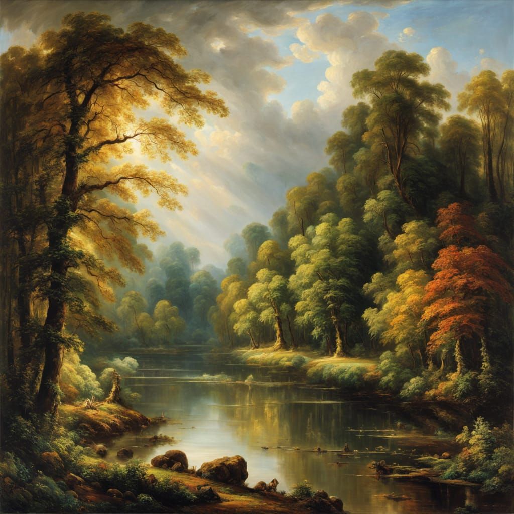Majestic Forest Landscape in Classical Style