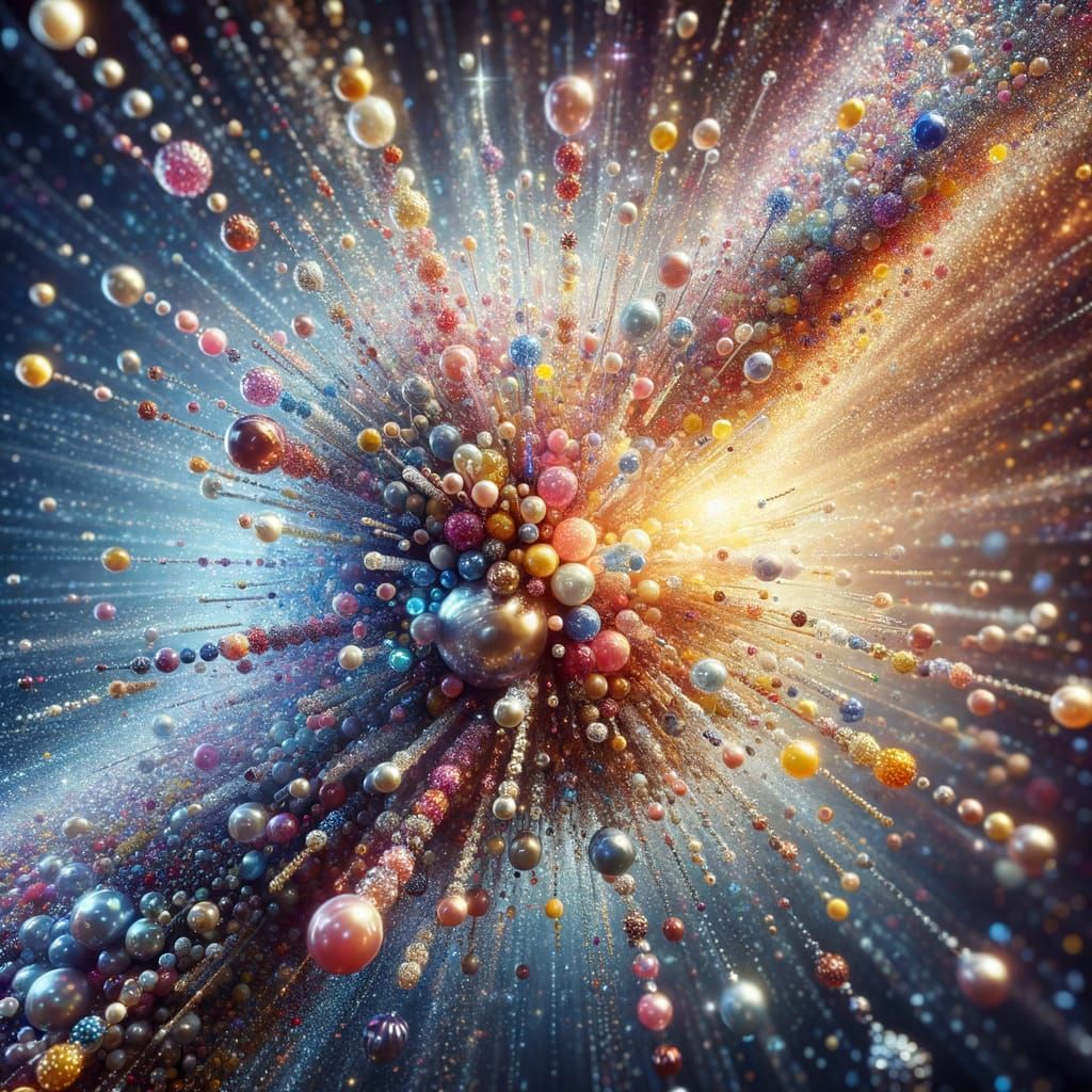 Explosion of Shimmering Beads: A Vibrant Spectacle